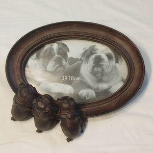 Rare Oval Bulldog Desktop Picture Frame
